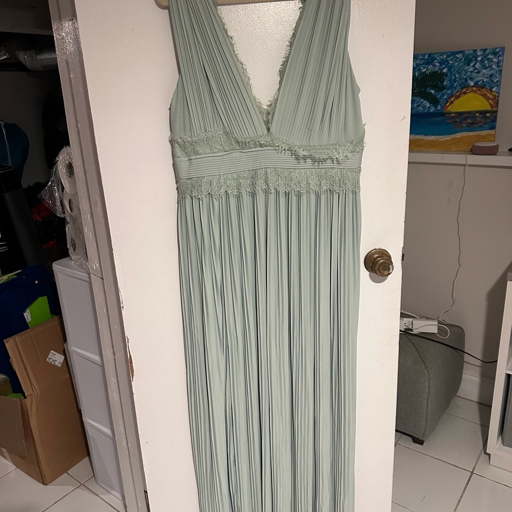 ASOS Light Green Pleated Maxi Dress